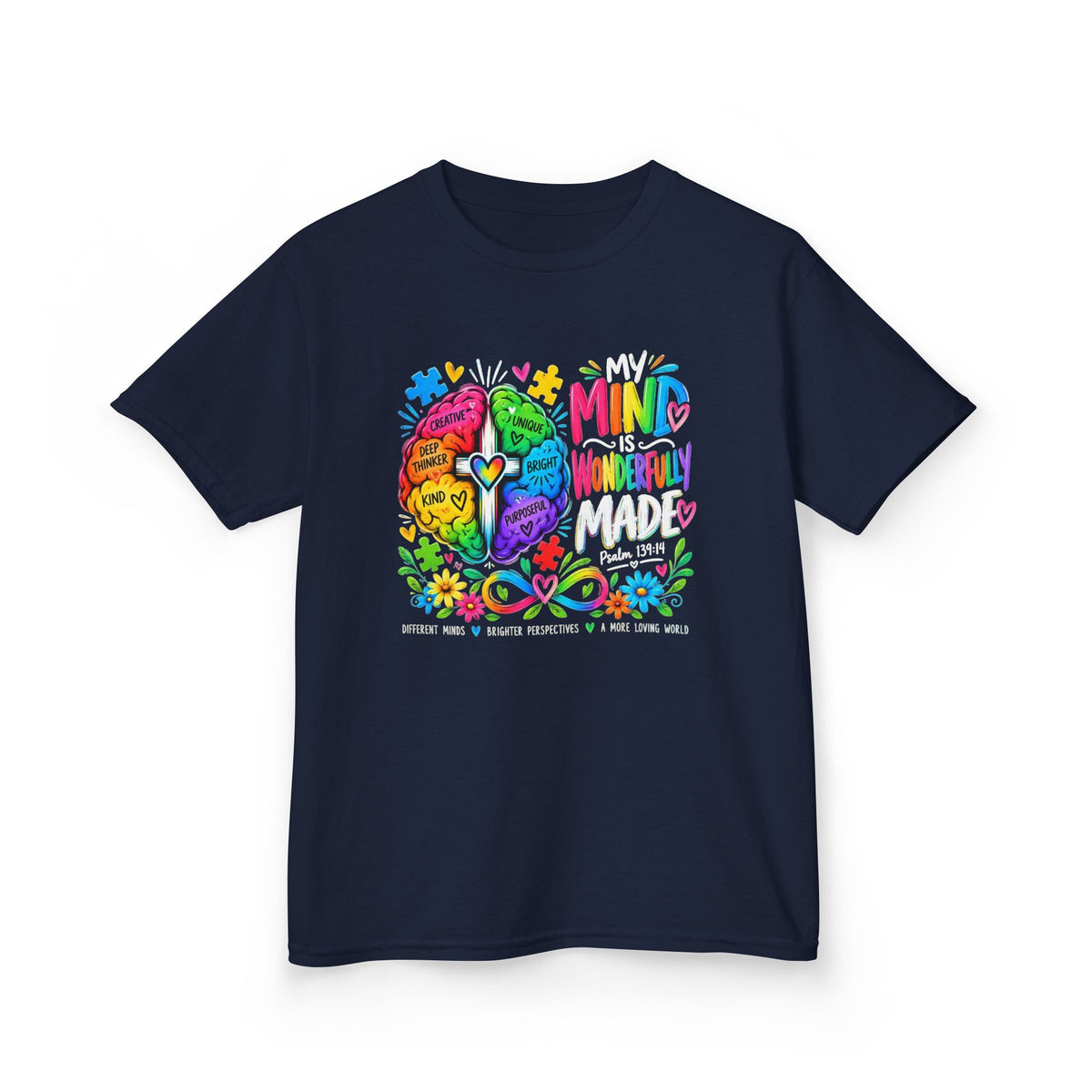 Youth Autism Awareness T-Shirt — "My Mind Is My Superpower" Colorful Brain Tee