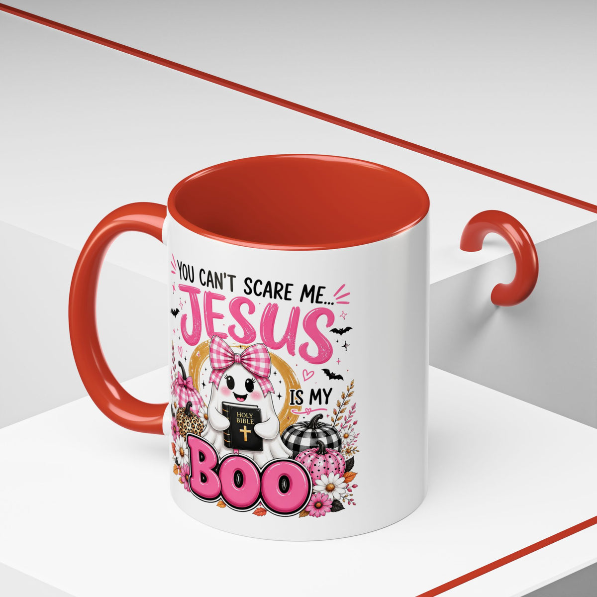 You Can’t Scare Me Jesus Is My Boo Coffee Mug — Halloween Christian Accent Mug