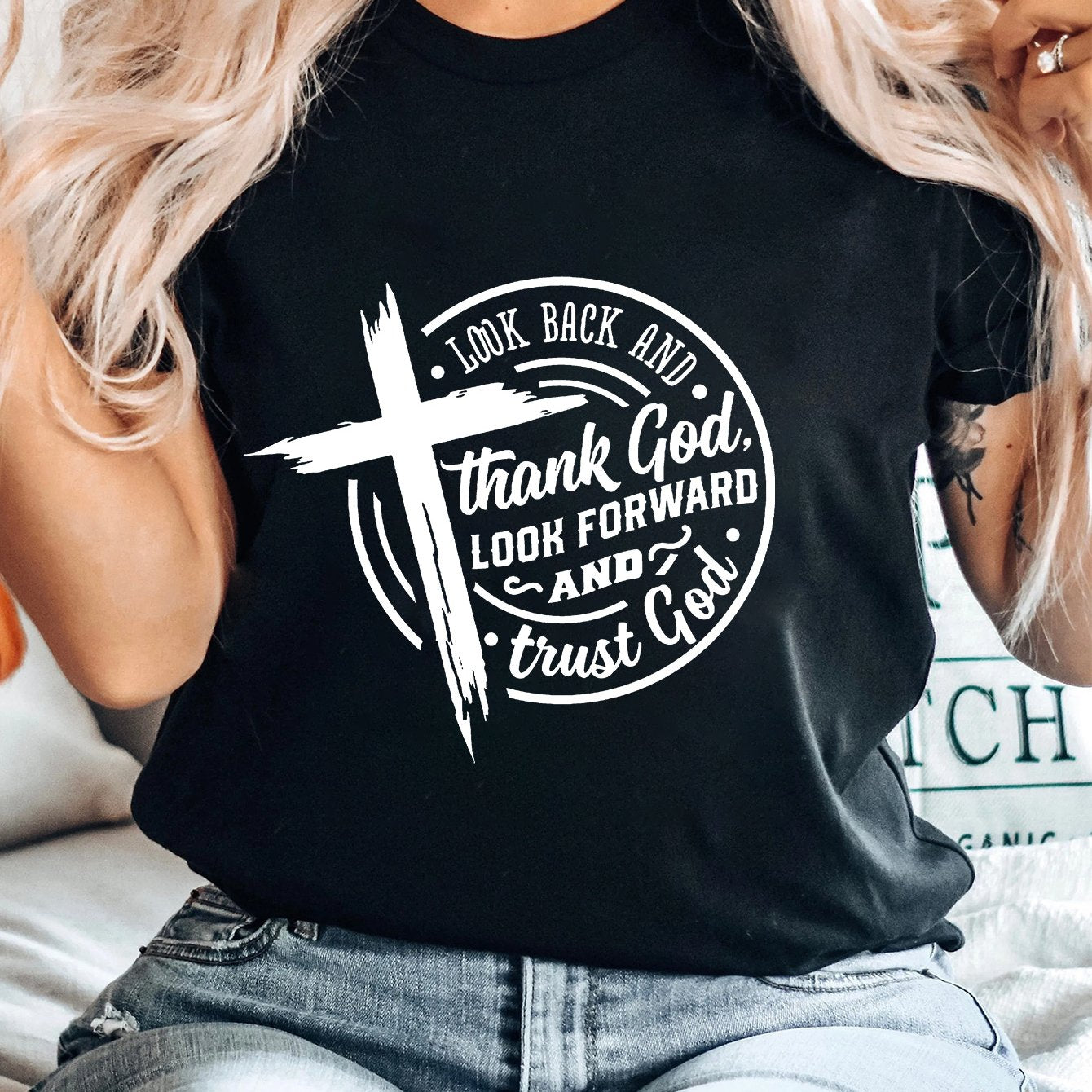 Thank God Trust God Plus Size Women's Christian T-Shirt claimedbygoddesigns