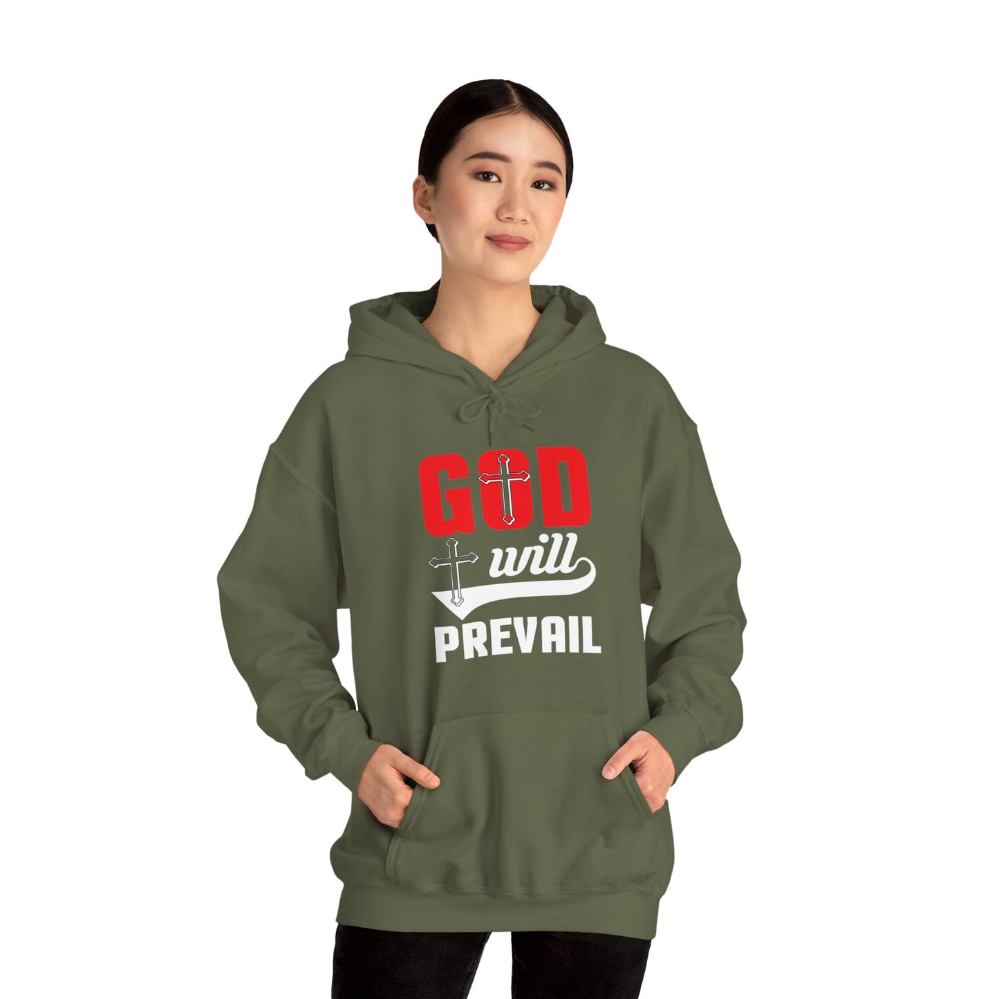 God Will Prevail Unisex Christian Hooded Pullover Sweatshirt