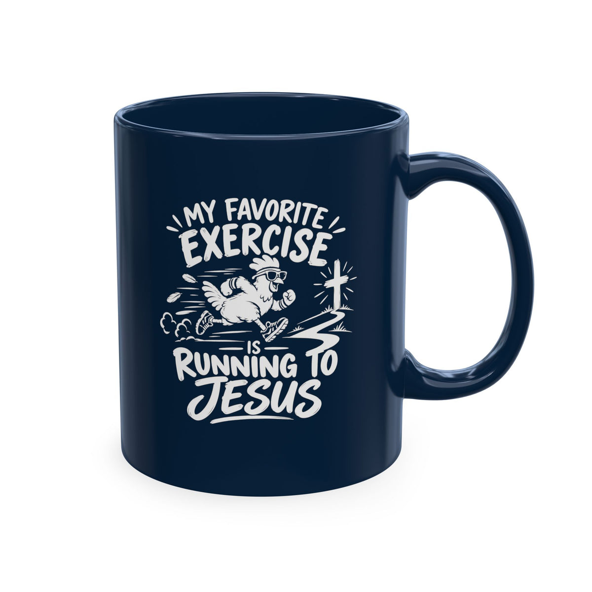 My Favorite Exercise Is Running to Jesus Christian Ceramic Mug
