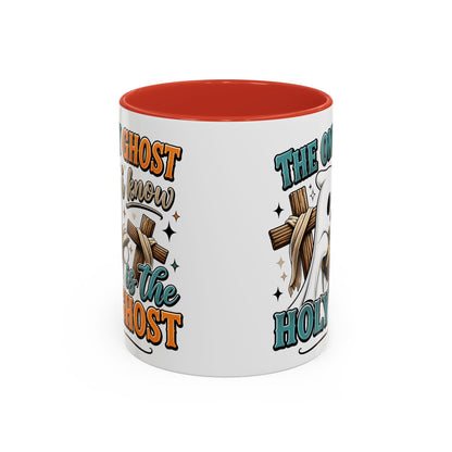 Accent Mug — "The Only Ghost I Know Is the Holy Ghost" Christian Halloween Coffee Cup