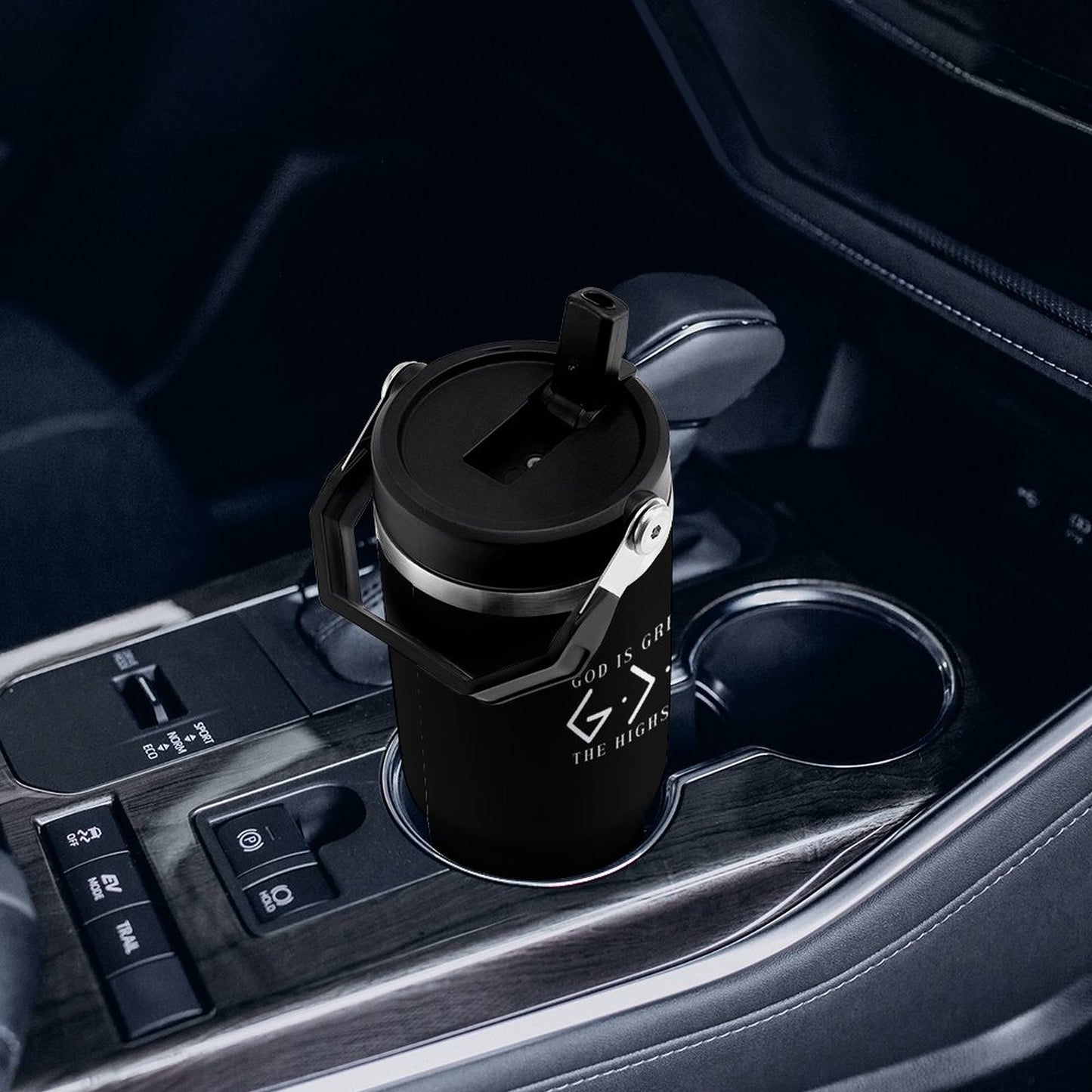 He Is Greater Christian 30oz Car Tumbler with Handle - ClaimedbyGodDesigns