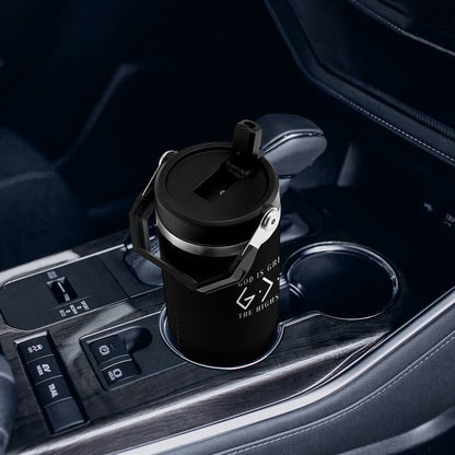 He Is Greater Christian 30oz Car Tumbler with Handle - ClaimedbyGodDesigns