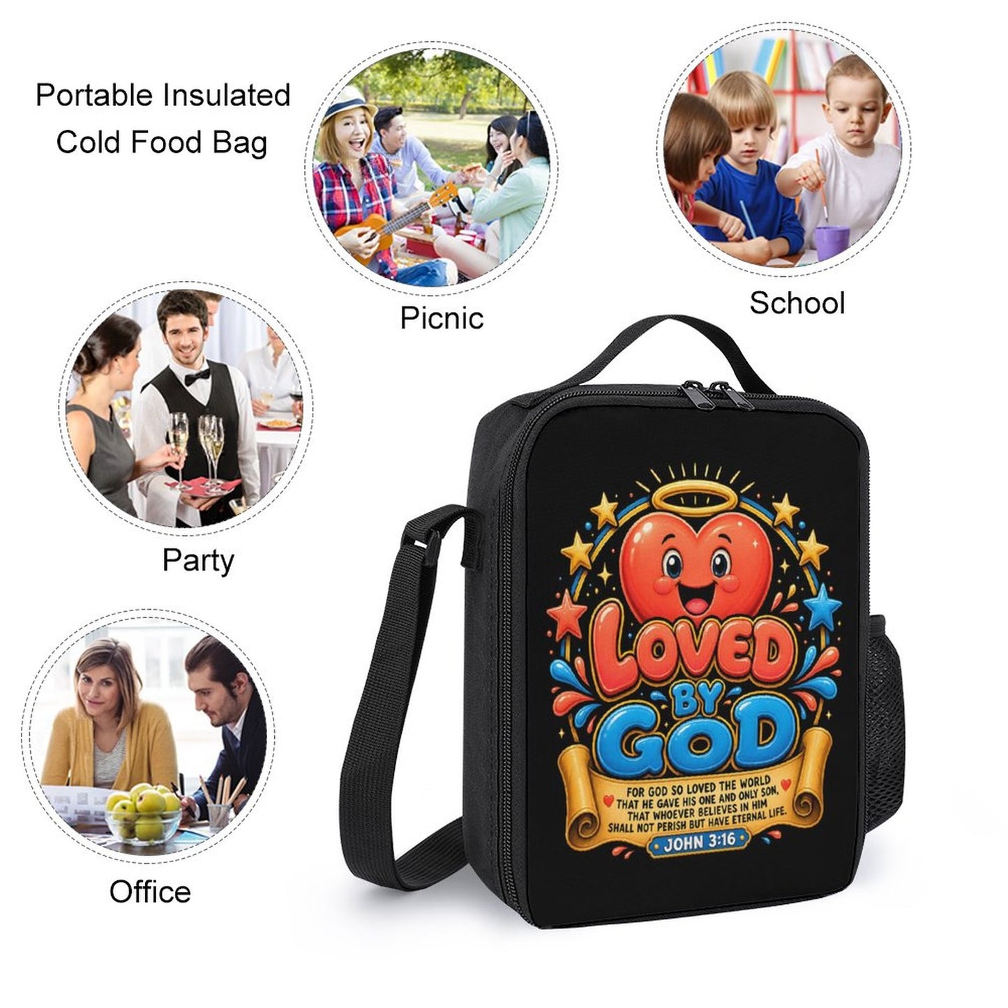 Loved By God Christian 3 PCS Bag Set (Backpack, Lunch Bag and Pencil Case) - ClaimedbyGodDesigns