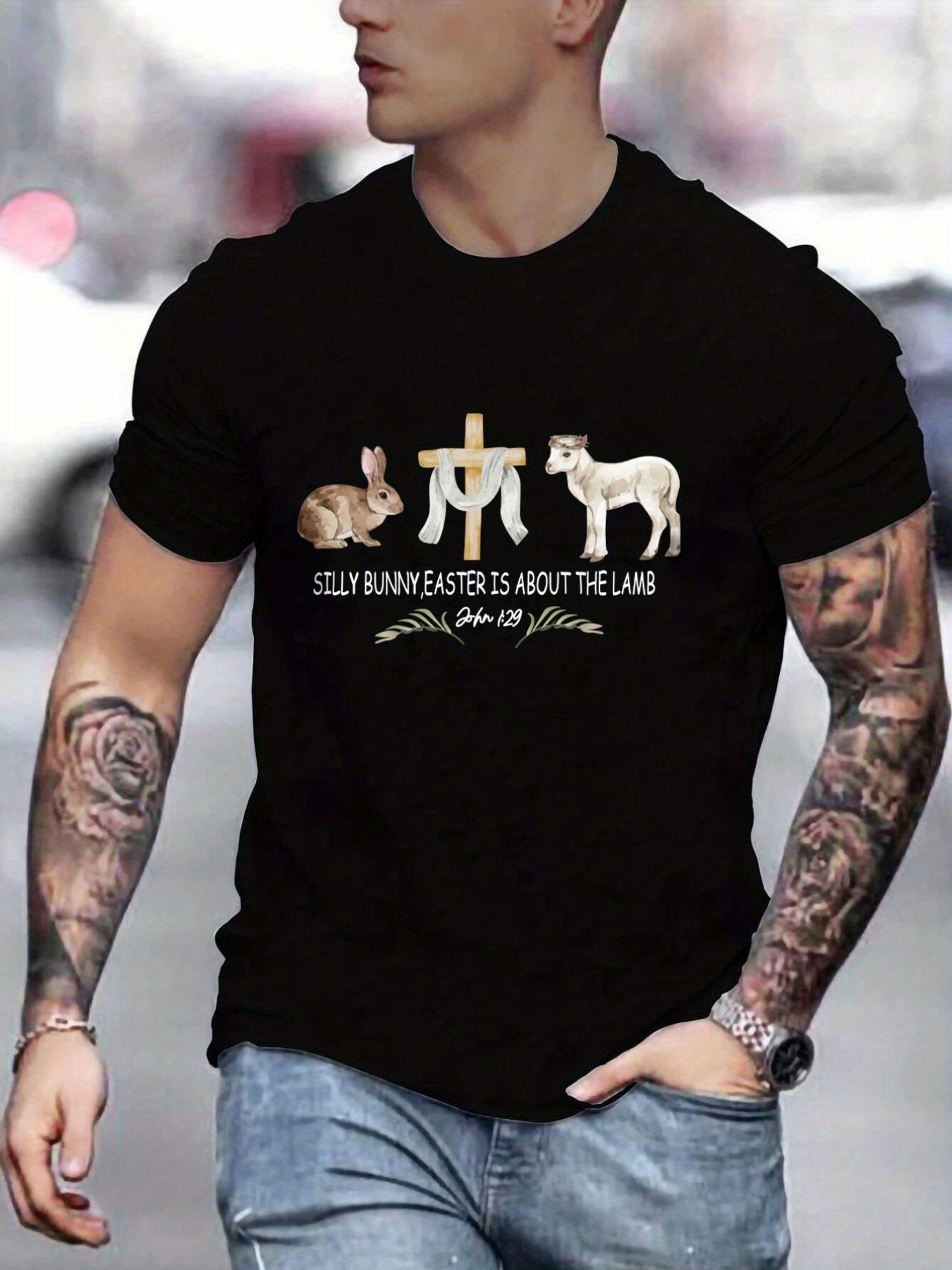 Silly Bunny, Easter Is About The Lamb Men's Christian T-shirt claimedbygoddesigns