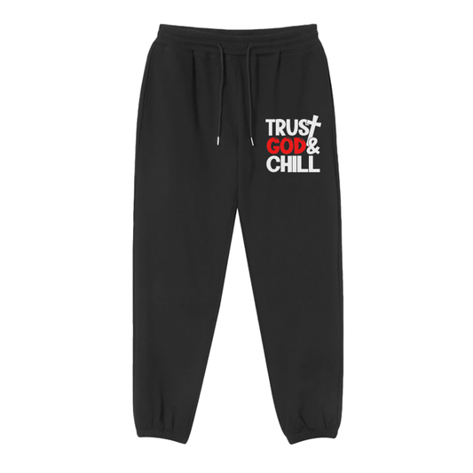 Trust God and Chill Men's Christian Elastic Waist Sweatpants (Joggers)