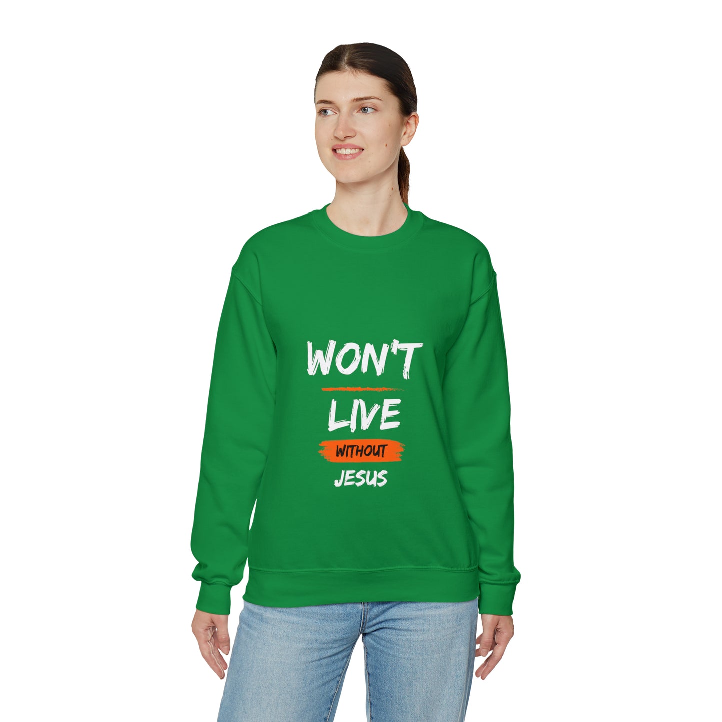 Won't Live Without Jesus Unisex Heavy Blend™ Crewneck Sweatshirt Printify