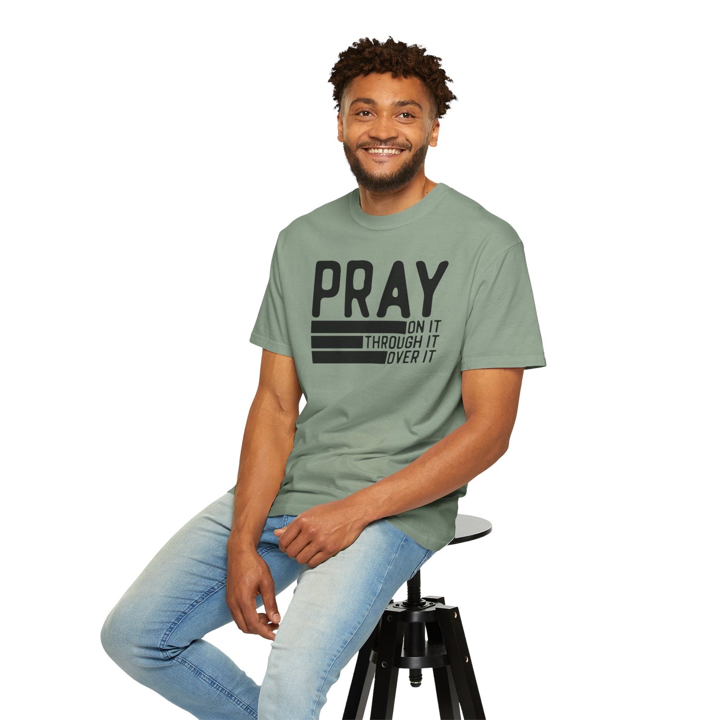 Pray On It Through It Over It Because Adulting Is Hard Without Jesus Unisex Christian T-shirt