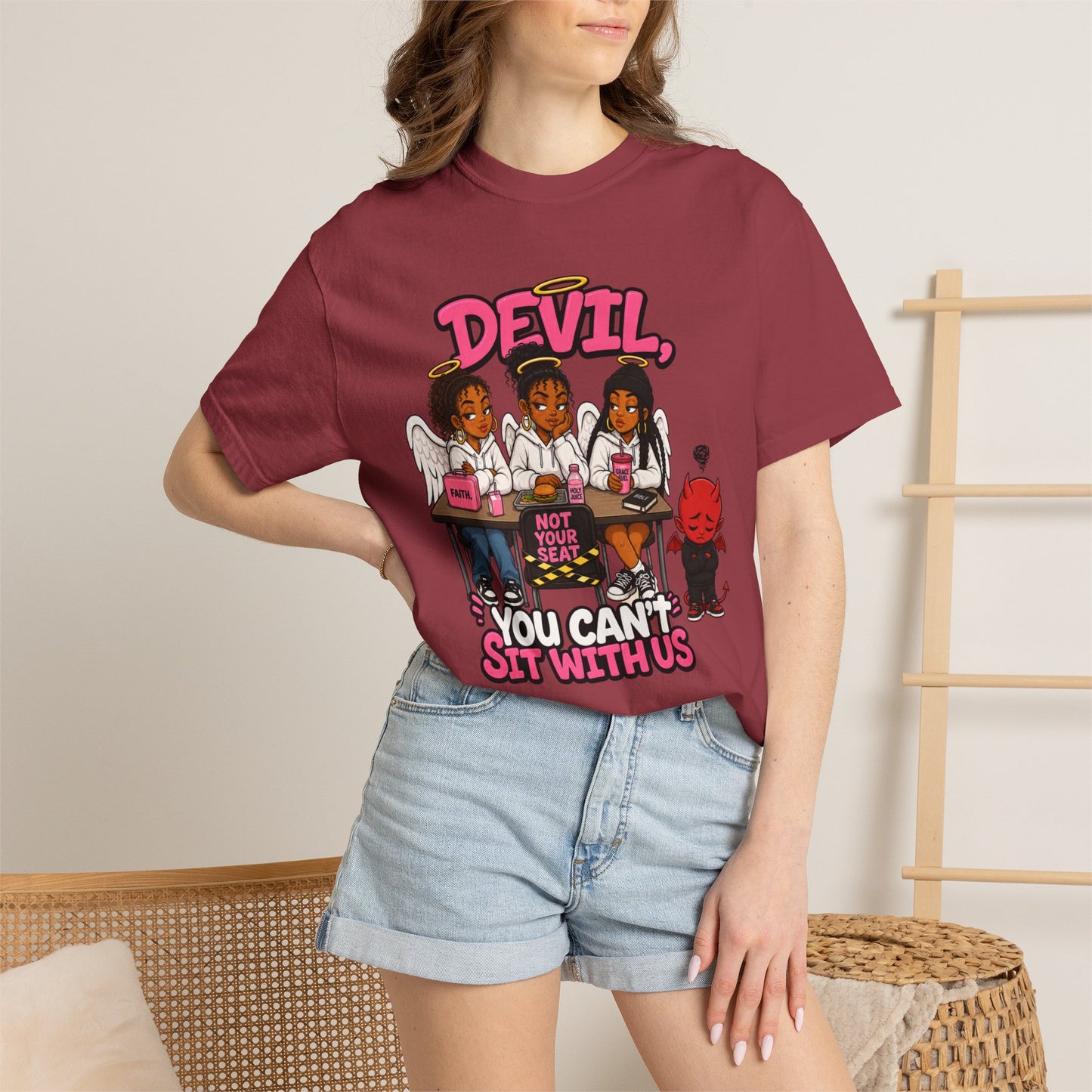 You Can't Sit With Us T-Shirt — 'Devil' Funny Girls Desk Graphic Tee