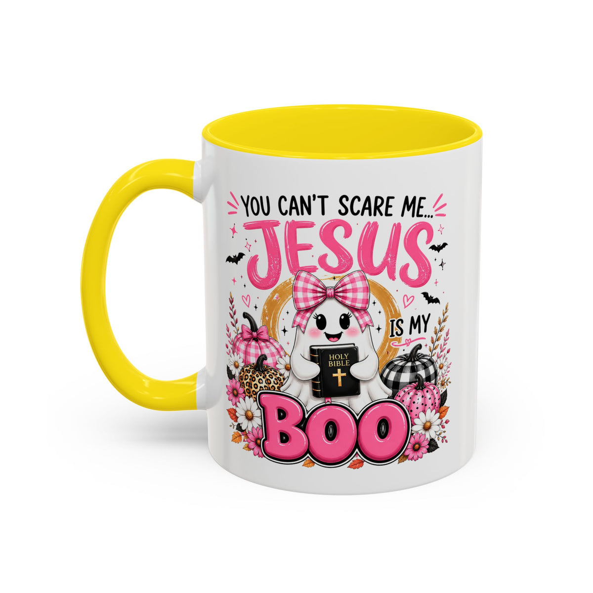 You Can’t Scare Me Jesus Is My Boo Coffee Mug — Halloween Christian Accent Mug