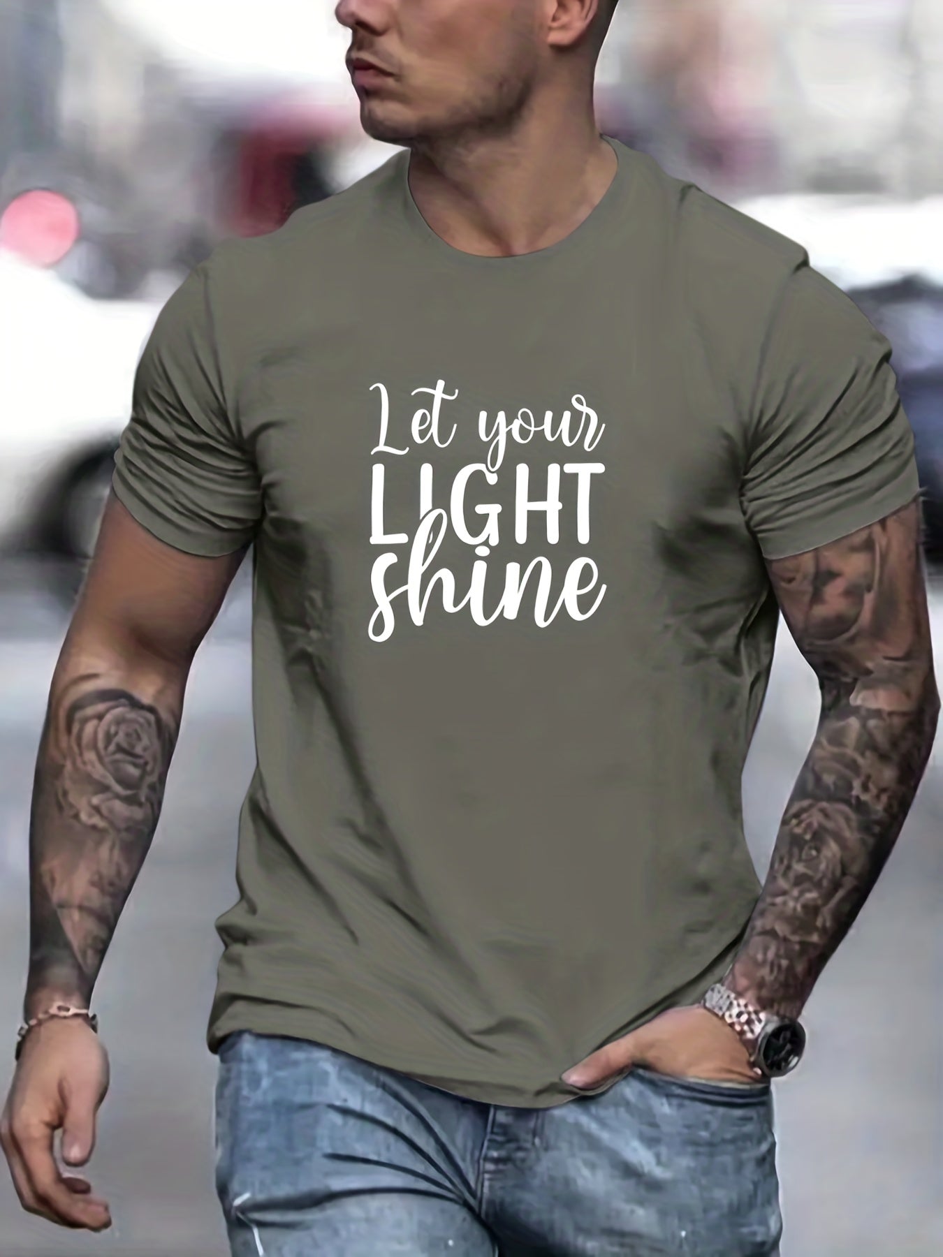 Let Your Light Shine Men's Christian T-shirt claimedbygoddesigns