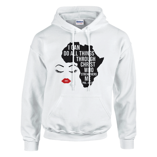 I Can Do (face of Africa) Women's Christian Pullover Hooded Sweatshirt - ClaimedbyGodDesigns
