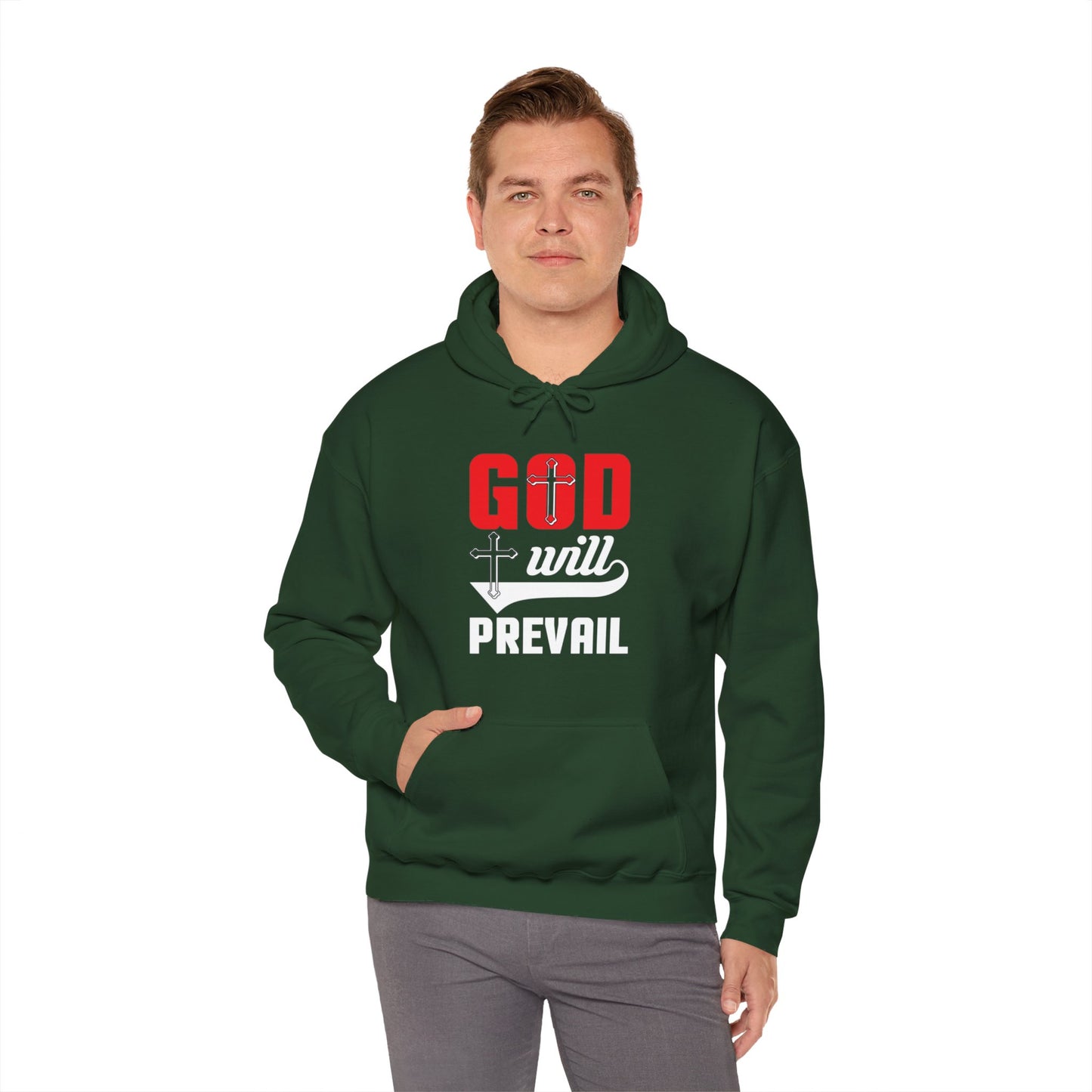 God Will Prevail Unisex Christian Hooded Pullover Sweatshirt