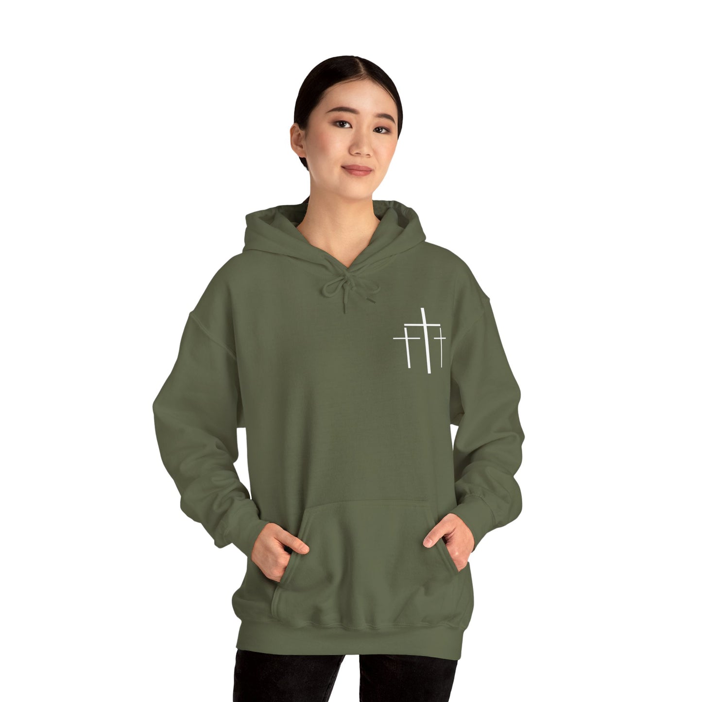 Faith Over Fear 3 Crosses  Unisex Christian Hooded Pullover Sweatshirt