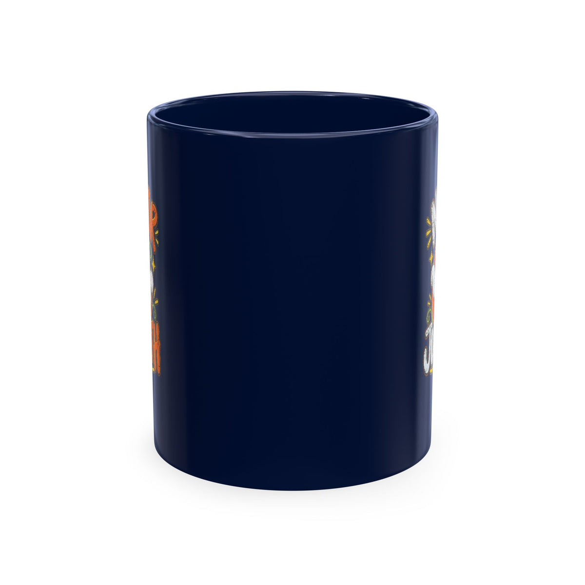 Halloween Ghost Christian Ceramic Mug — "No Fear, Just Faith" Pumpkin Coffee Cup