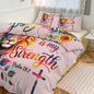 He Is My Strength 3 - PieceChristian Comforter Bedding Set - King - ClaimedbyGodDesigns