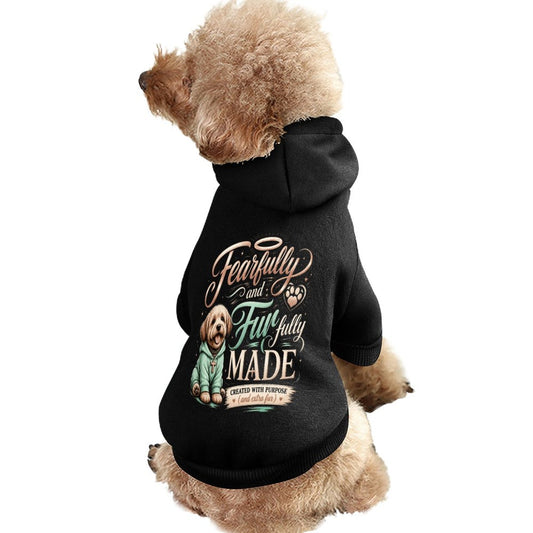 Fearfully and Furfully Made Christian Pet Hooded Pullover Sweatshirt Dog Hoodie Warm, Soft & Breathable - ClaimedbyGodDesigns