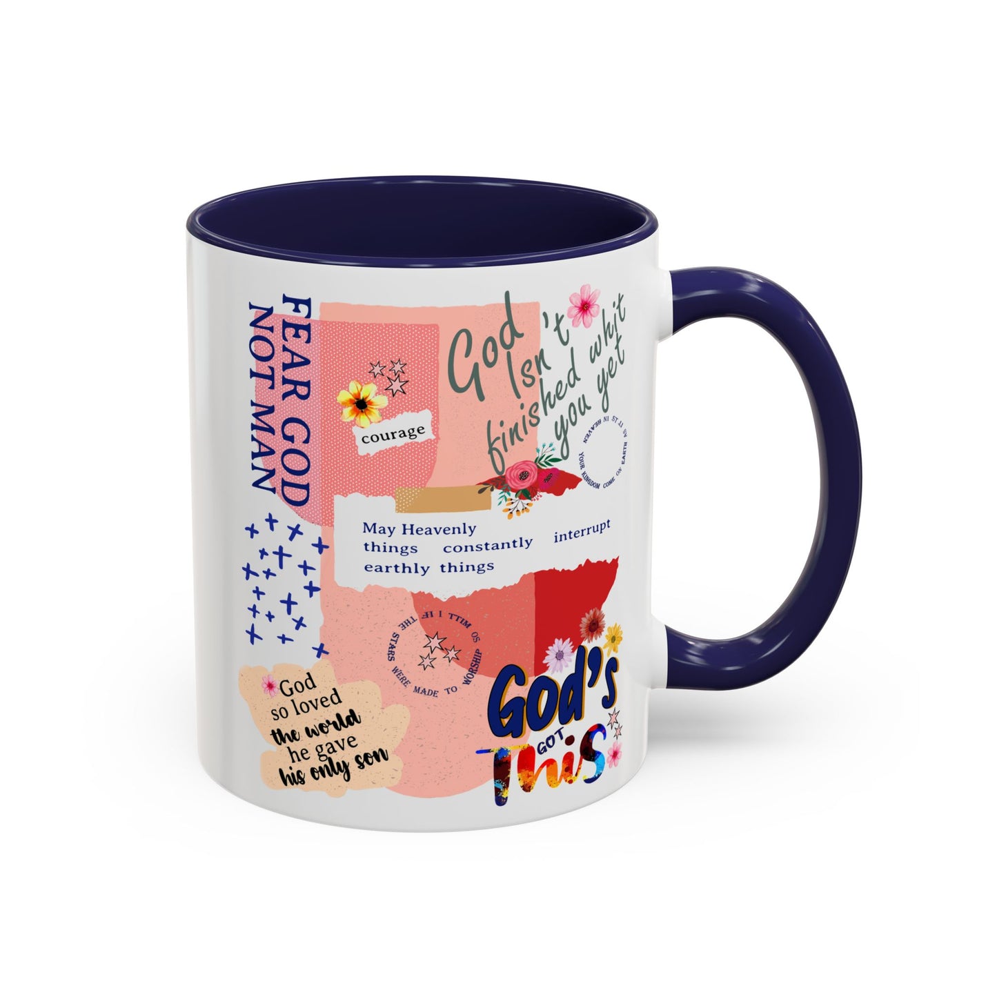 Inspirational Accent Coffee Mug - 11 & 15oz - Fear Him Not Man - Perfect Gift for Friends and Family