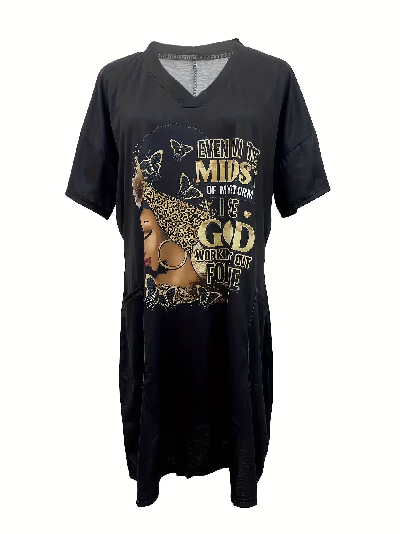 Even In The Midst Of The Storm I See God Working It Out For Me Women's Christian Casual Dress claimedbygoddesigns