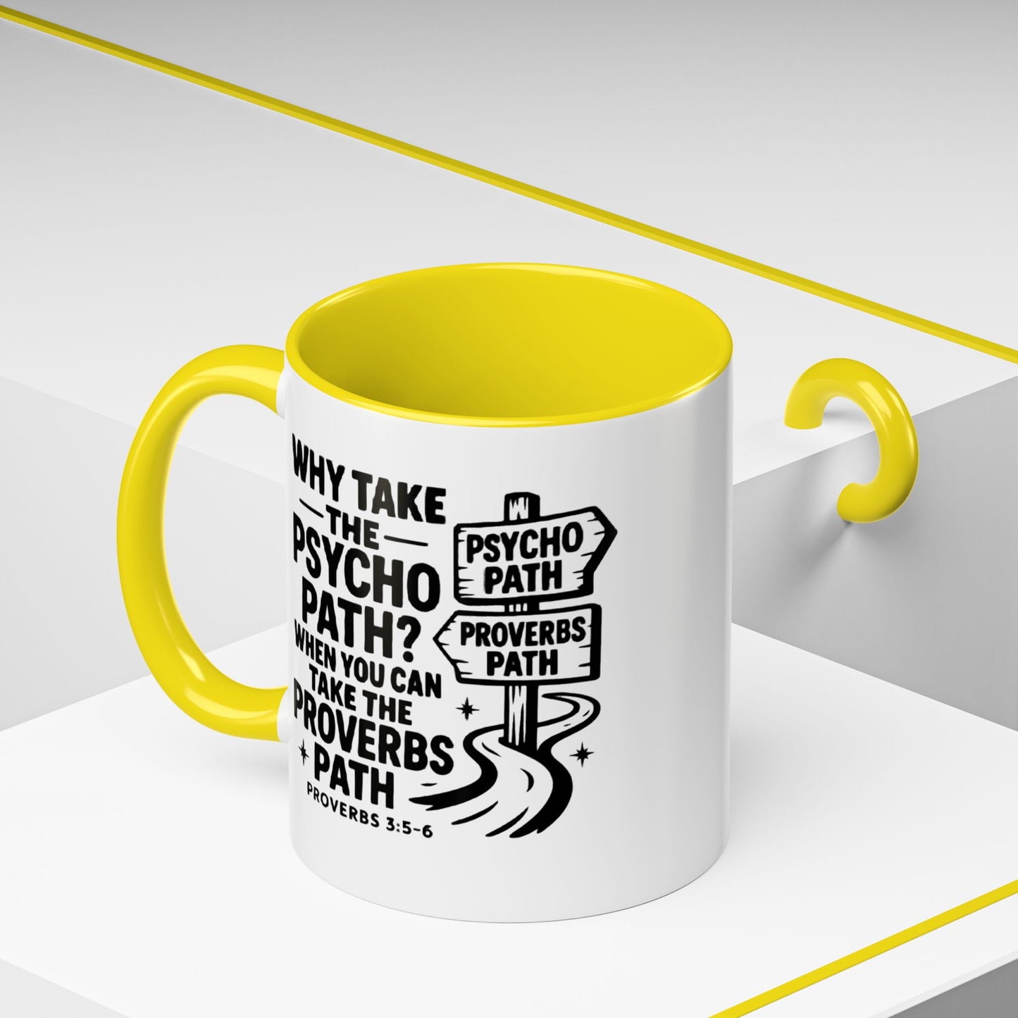 Inspirational Quote Accent Coffee Mug - Perfect Gift for Motivational Moments, Office Desk Essentials, Christian Gifts, Proverbs 3:5-6