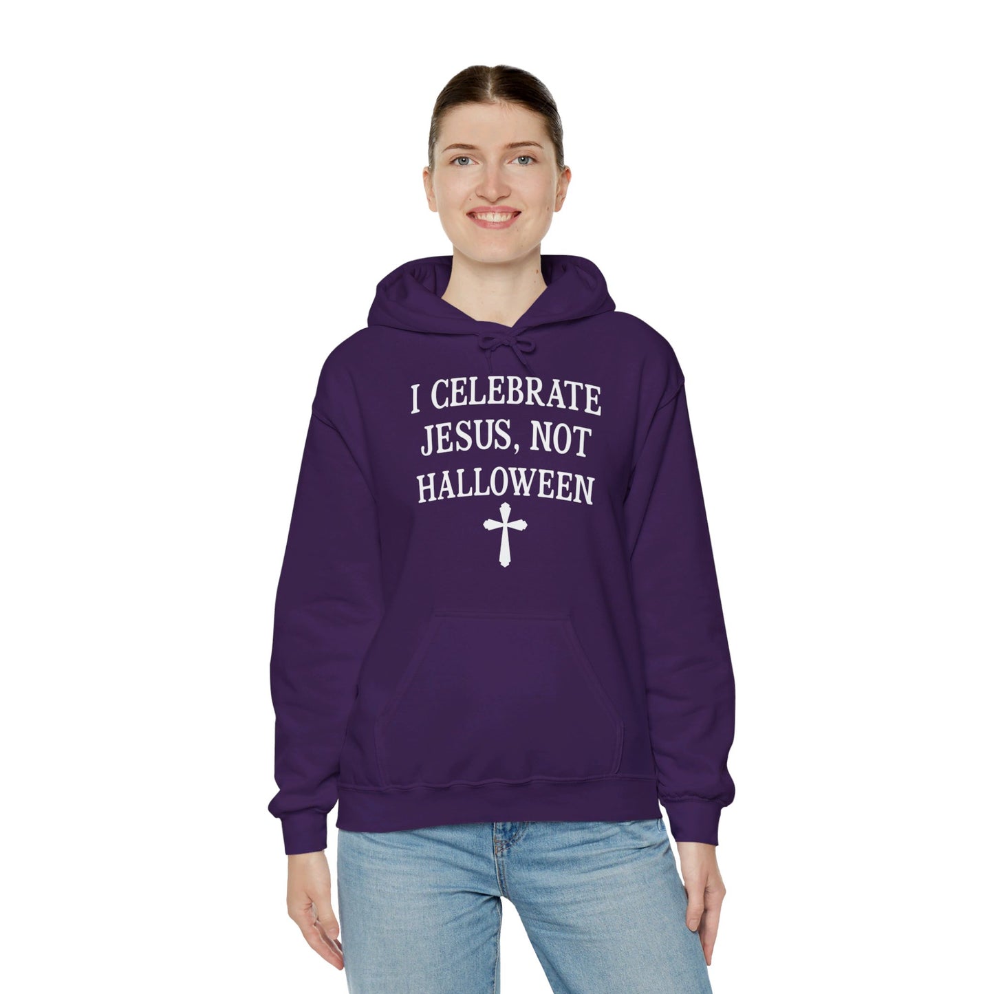 I Celebrate Jesus Not Halloween Halloween Unisex Christian Pullover Hooded Sweatshirt