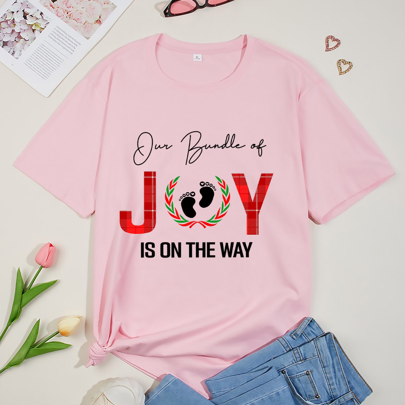 Our Bundle Of Joy Is On The Way Women's Christian Maternity T-shirt claimedbygoddesigns