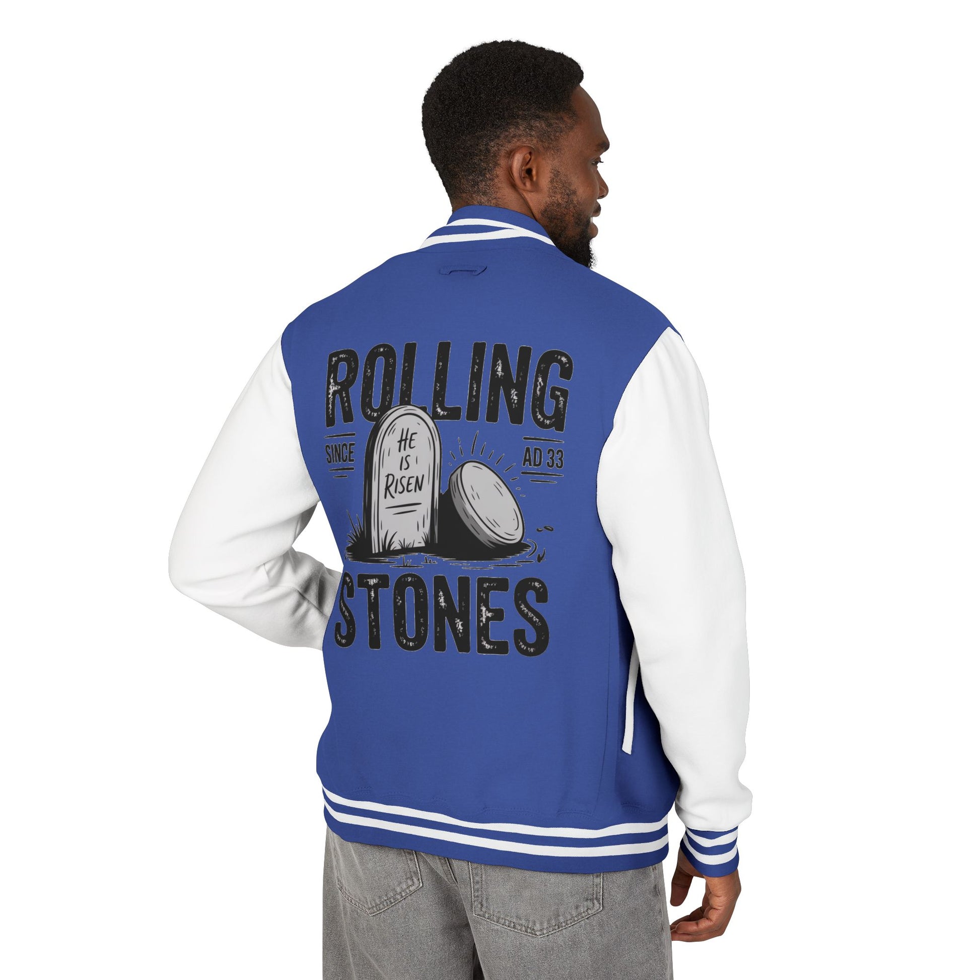 Unisex Vintage Rocker Letterman Jacket - Rolling Stones Design - ClaimedbyGodDesigns