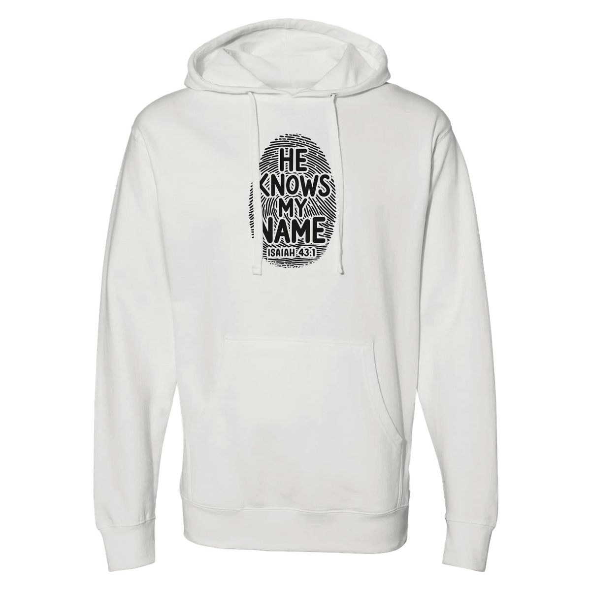 He Knows My Name Christian Men's Midweight Hooded Sweatshirt - ClaimedbyGodDesigns