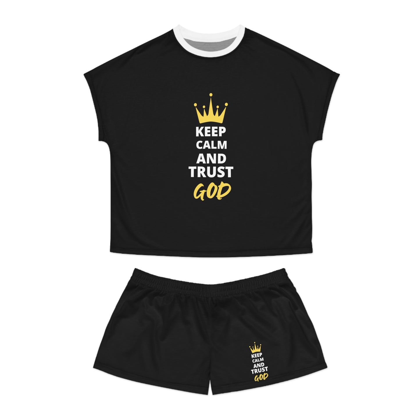 Keep Calm & Trust God Women's Christian Short Pajama Set Printify