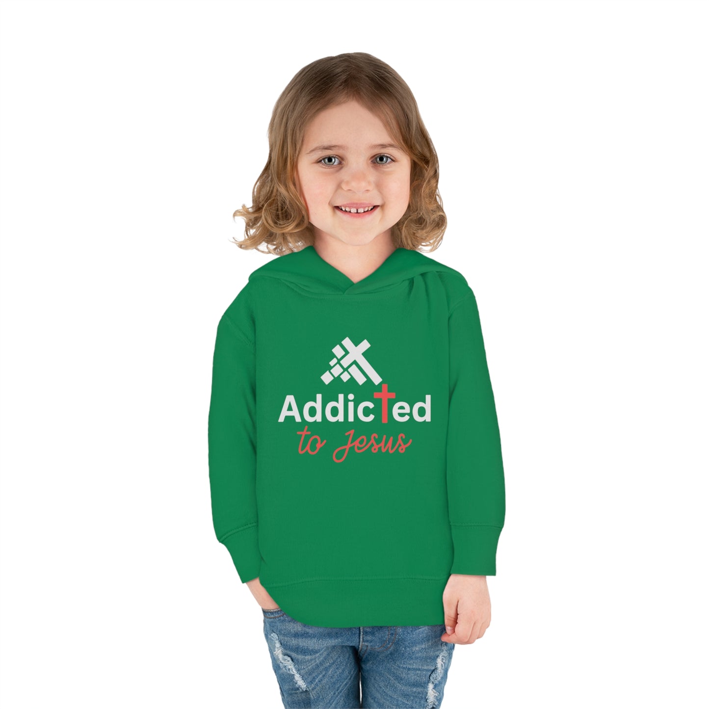 Addicted To Jesus Christian Toddler Pullover Fleece Hooded Sweatshirt