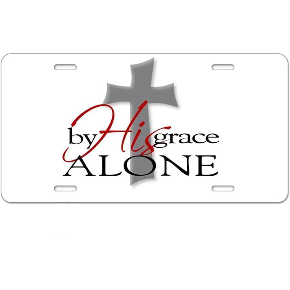 His Grace Alone Christian Front License Plate 6X12 Inch claimedbygoddesigns