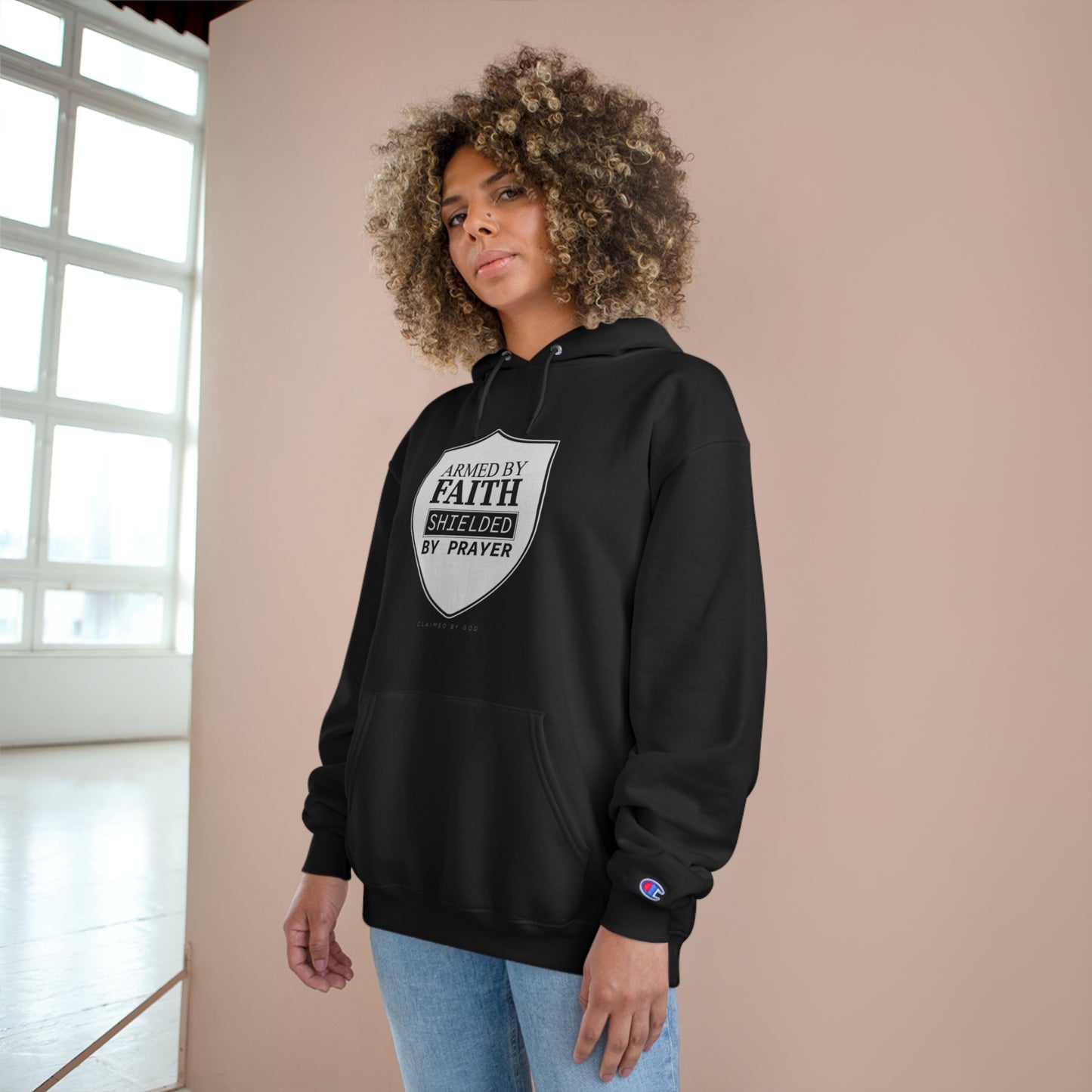 Armed By Faith Shielded By Prayer Unisex Champion Hoodie