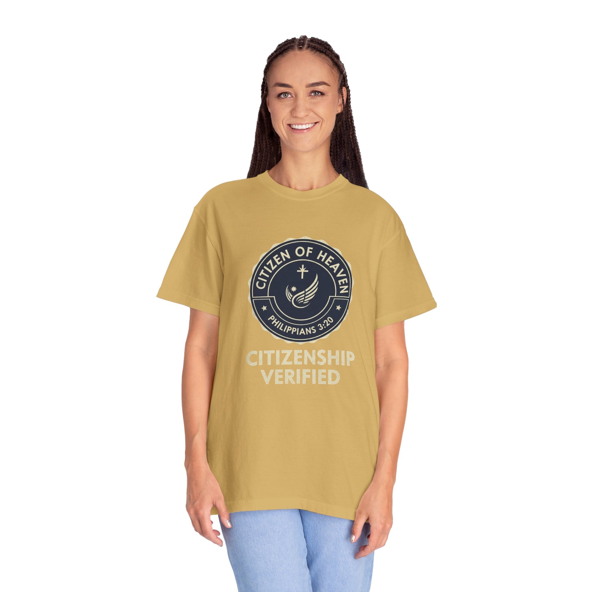 Citizen of Heaven T-shirt, Unisex Garment - Dyed Tee, Spiritual Gift, Christian Apparel, Faith - Based Fashion, Inspirational Top - ClaimedbyGodDesigns