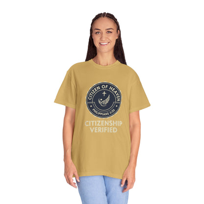 Citizen of Heaven T-shirt, Unisex Garment - Dyed Tee, Spiritual Gift, Christian Apparel, Faith - Based Fashion, Inspirational Top - ClaimedbyGodDesigns