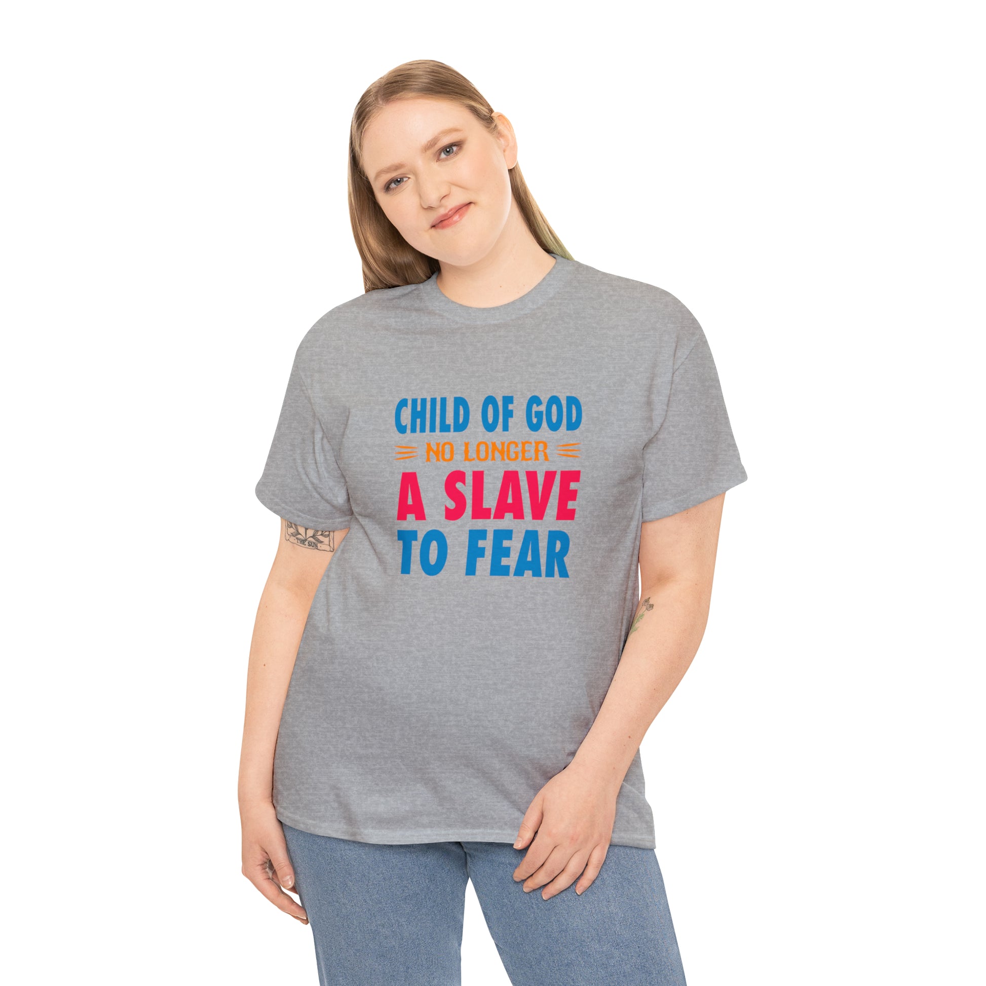 Child Of God No Longer A Slave To Fear Unisex Heavy Cotton Tee Printify