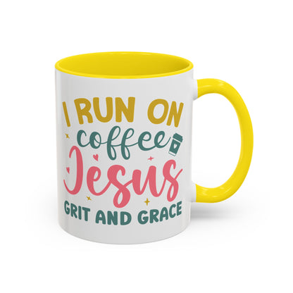 Inspirational Coffee Accent Mug - "I Run on Coffee & " - Perfect Gift for Faith & Coffee Lovers