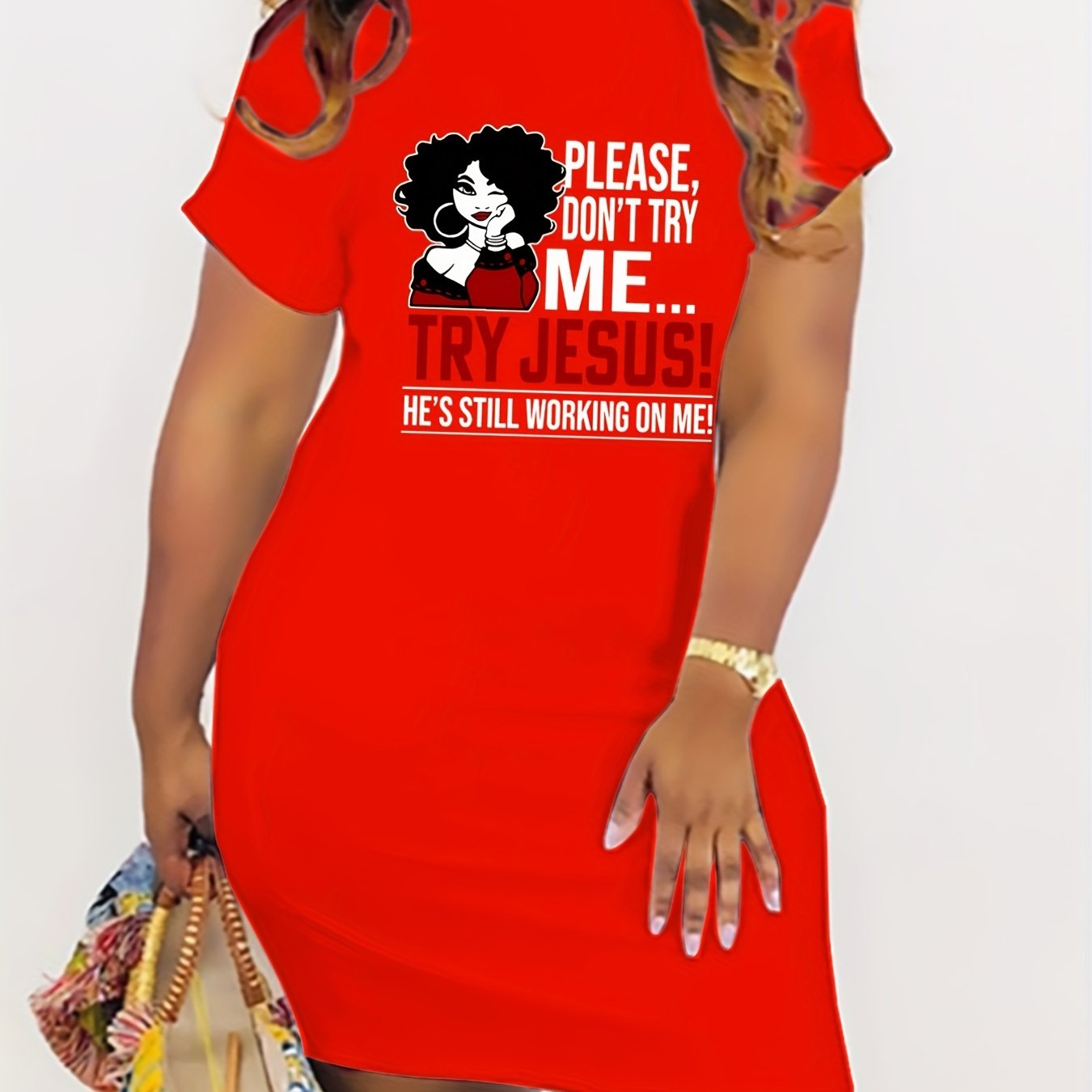 Please Don't Try Me Try Jesus...Plus Size Women's Christian Casual Dress claimedbygoddesigns