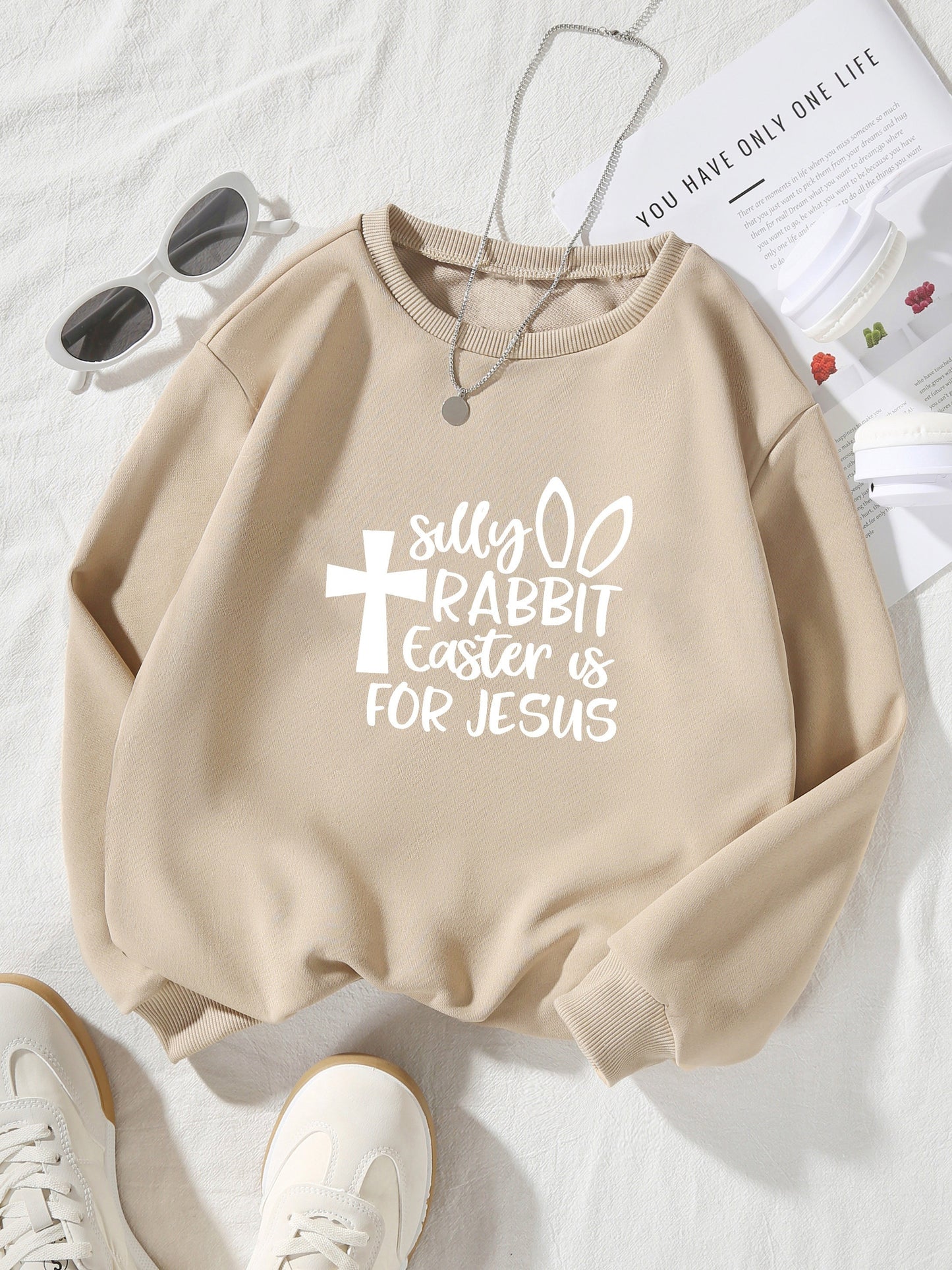 Silly Rabbit Easter Is For Jesus Youth Christian Pullover Sweatshirt claimedbygoddesigns