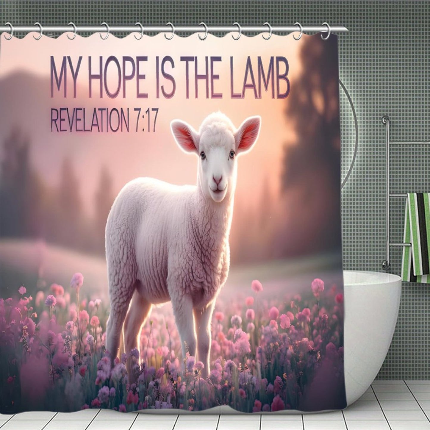 My Hope Is In The Lamb Christian Waterproof Shower Curtain