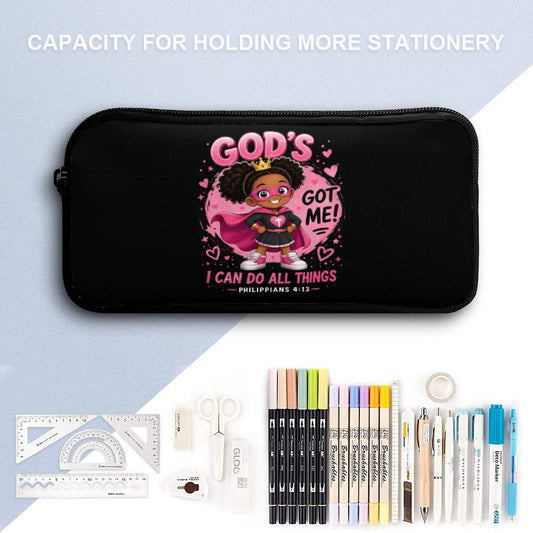 God's Got Me Girl Christian 3 PCS Bag Set (Backpack, Lunch Bag and Pencil Case)