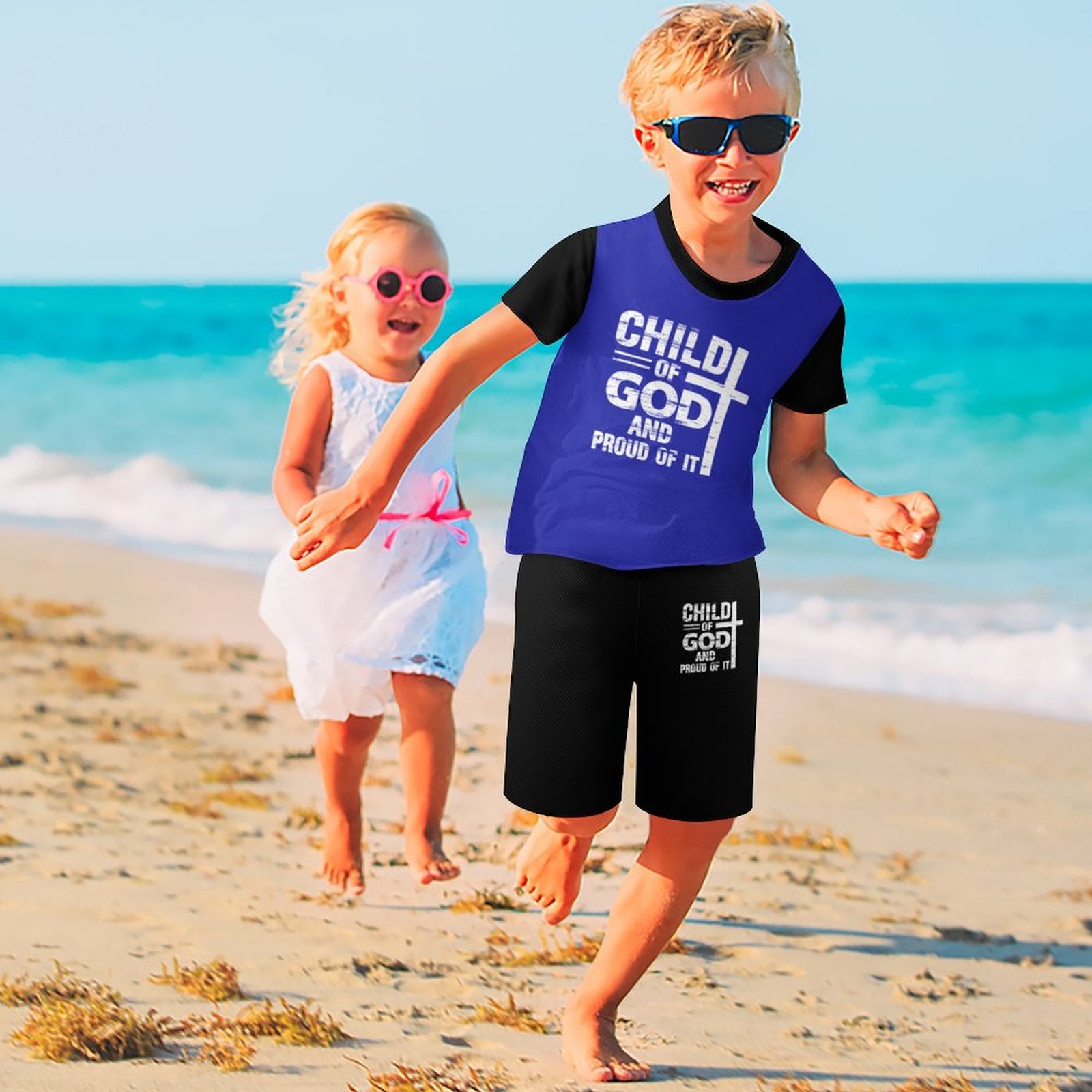 Child Of God And Proud Of It Christian Summer Casual Outfit Shorts Set SALE-Personal Design