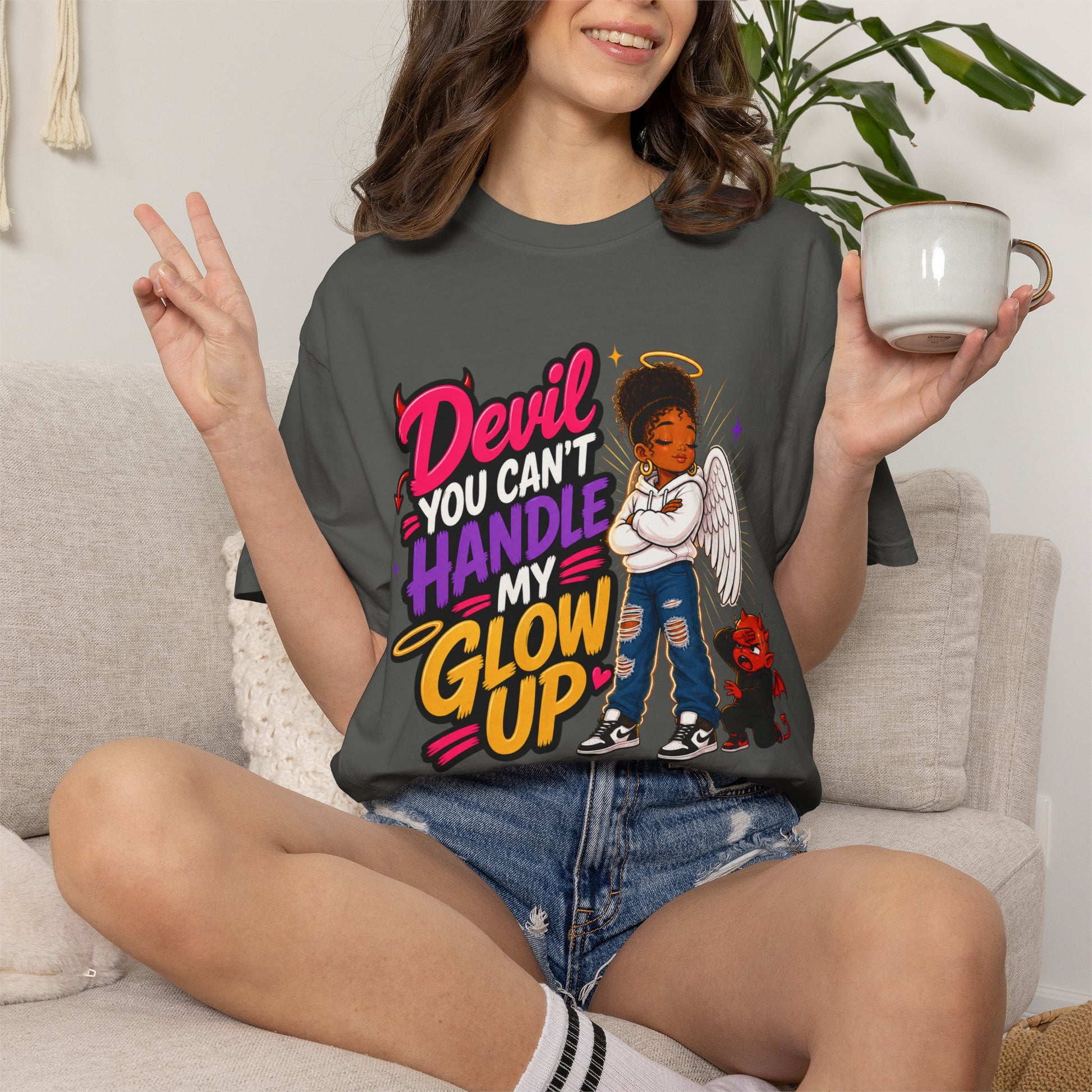 Devil You Can't Handle My Glow Up T-Shirt — Angel Girl Graphic Tee - ClaimedbyGodDesigns