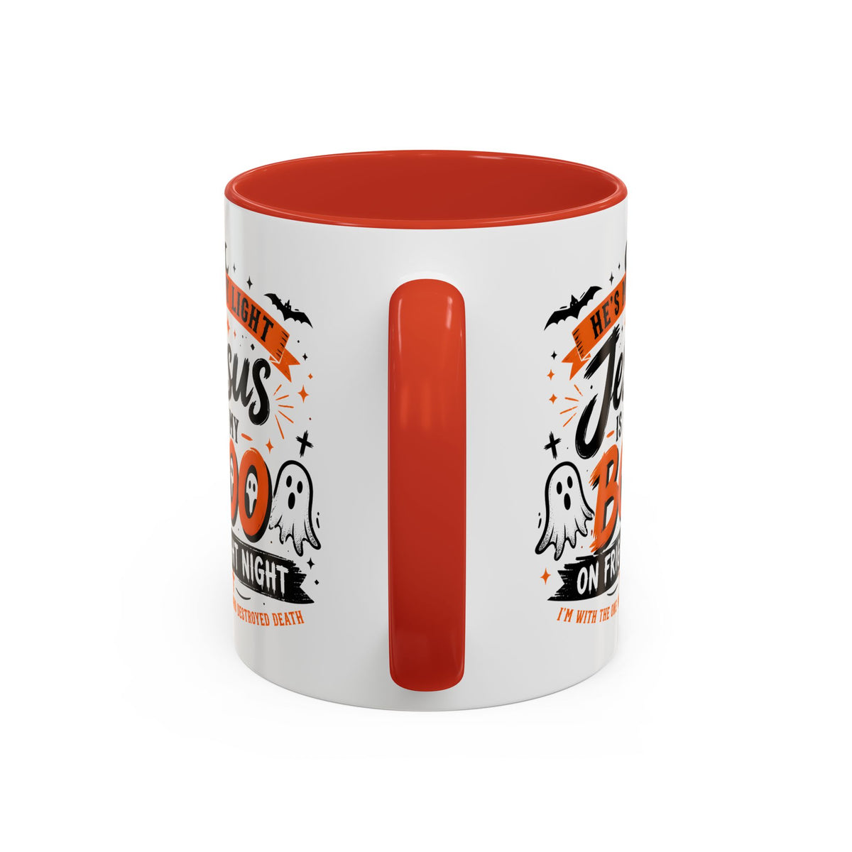 Christian Coffee Mug — "He's My Light, Jesus Is My Boo" Halloween Accent Mug