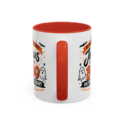 Christian Coffee Mug — "He's My Light, Jesus Is My Boo" Halloween Accent Mug
