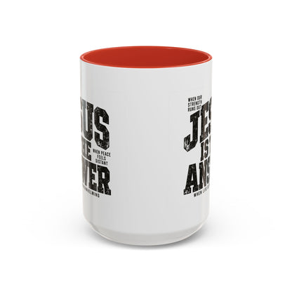 Jesus Is the Answer Christian coffee mug, view 4