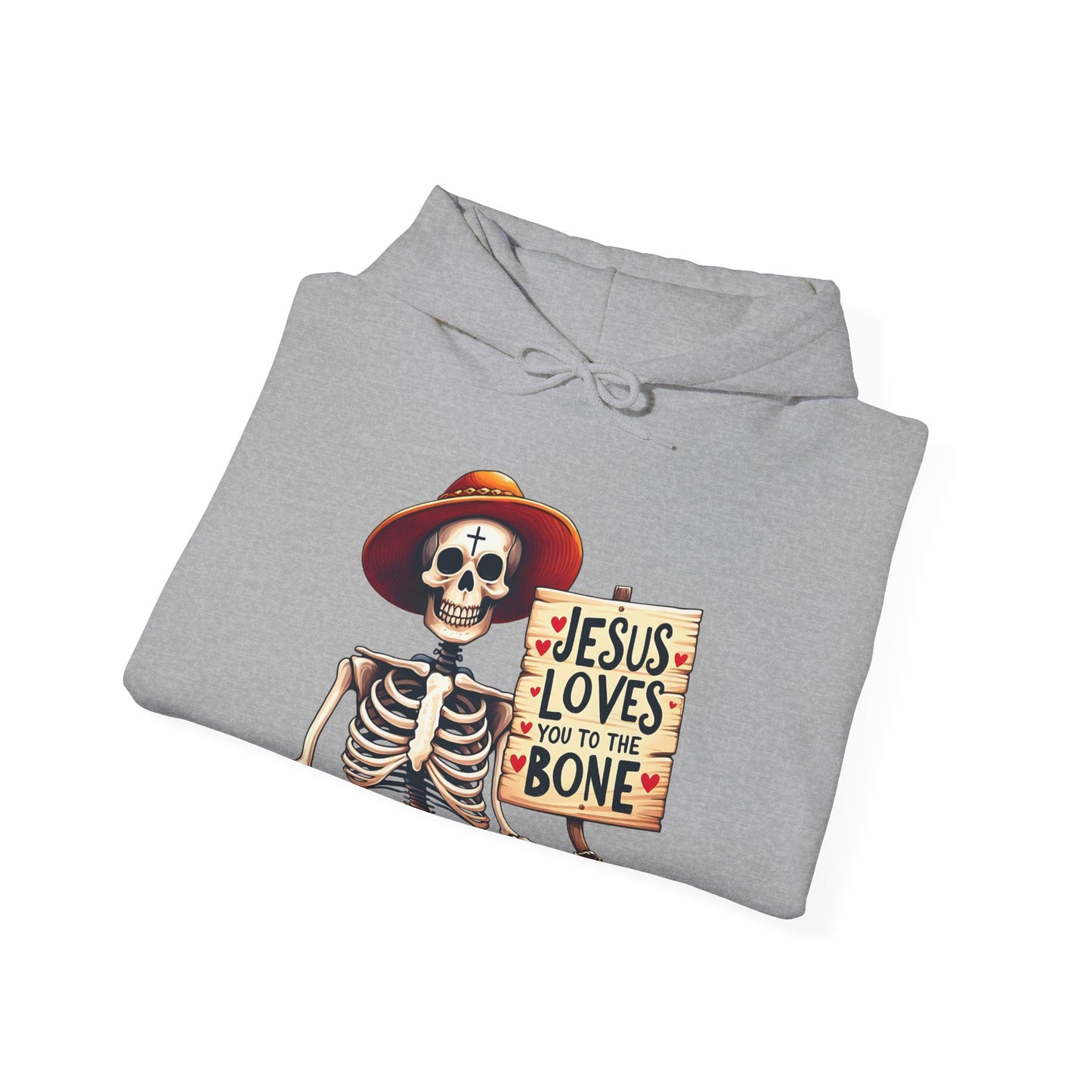 Jesus Loves You To The Bone (Halloween Themed) Unisex Christian Hooded Pullover Sweatshirt