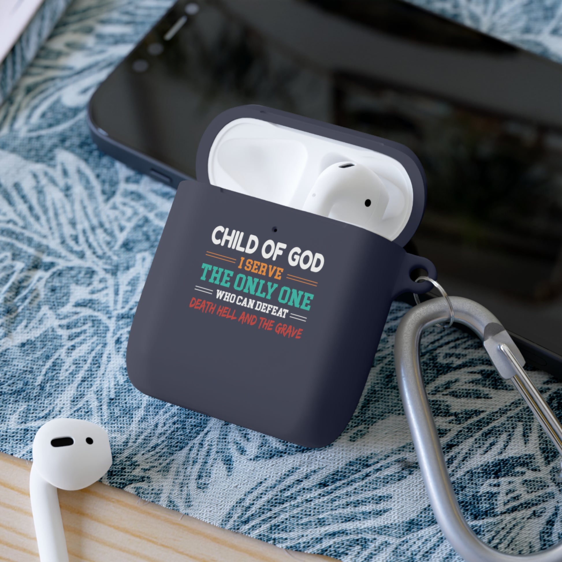 Child Of God I Serve The Only One Who Can Defeat Death Hell And The Grave Christian Airpod / Airpods Pro Case cover Printify