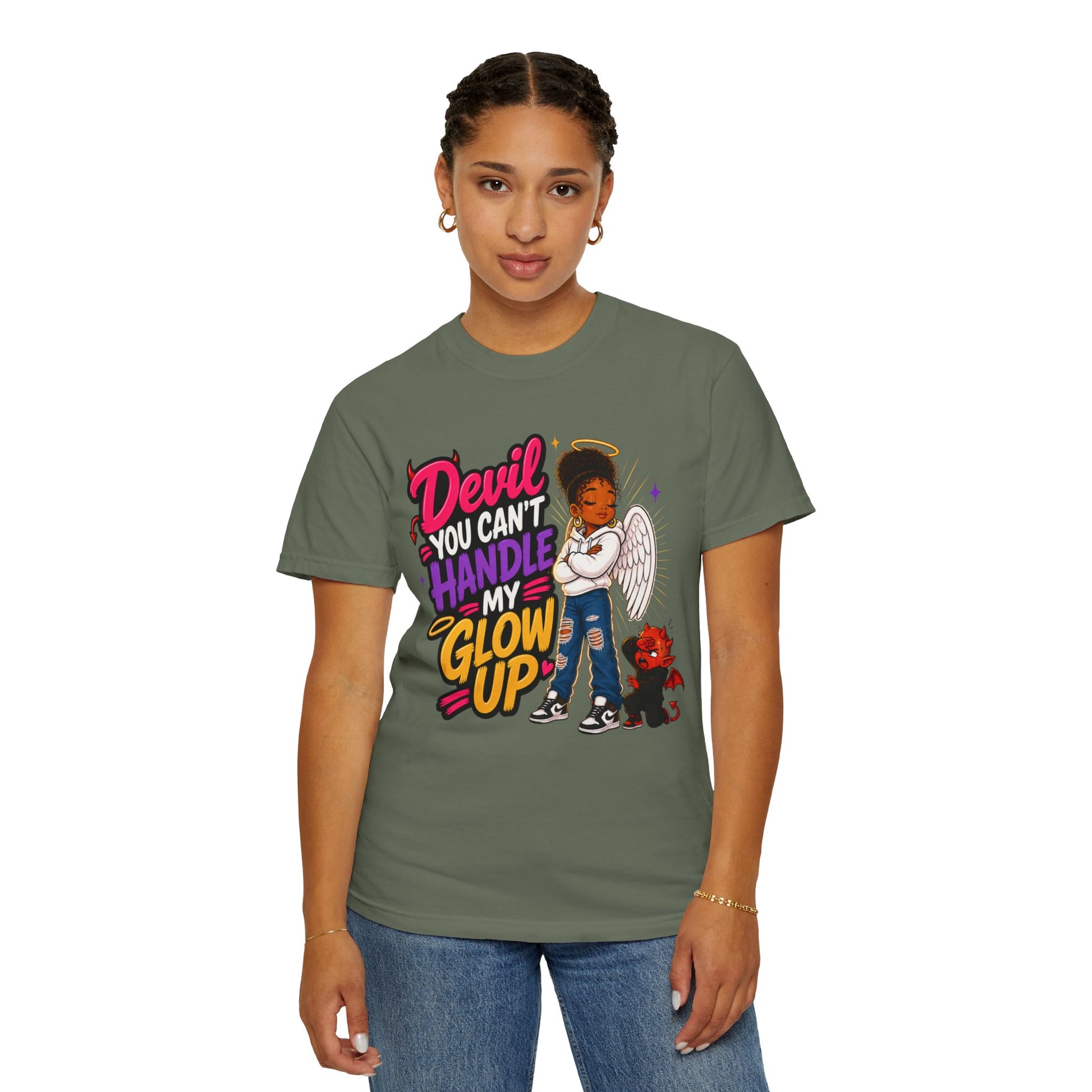 Devil You Can't Handle My Glow Up T-Shirt — Angel Girl Graphic Tee - ClaimedbyGodDesigns