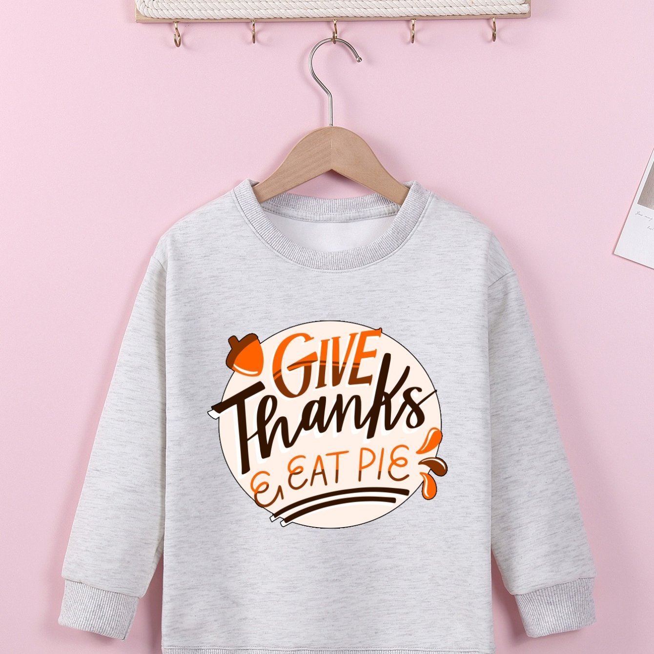 Give Thanks & Eat Pie (thanksgiving themed) Youth Christian Pullover Sweatshirt claimedbygoddesigns